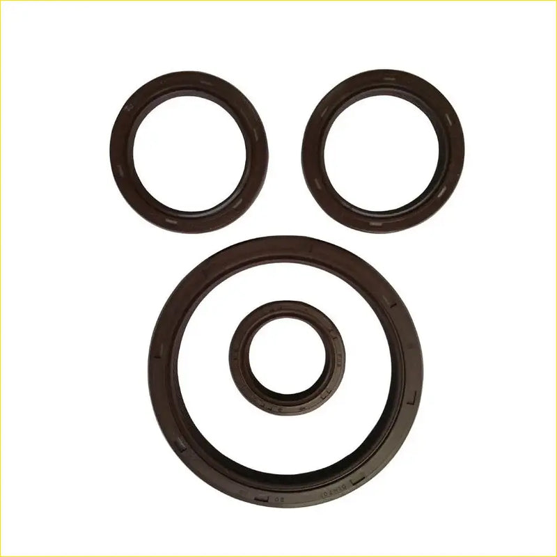 Set of three dark brown rubber crankshaft oil seals with textured edges for daewoo nexia aranos espero 16v by gasket pro
