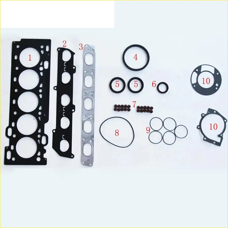 Black rubber gasket set with metal and black valve cover and cylinder head seals for volvo c30 v70 s80 models