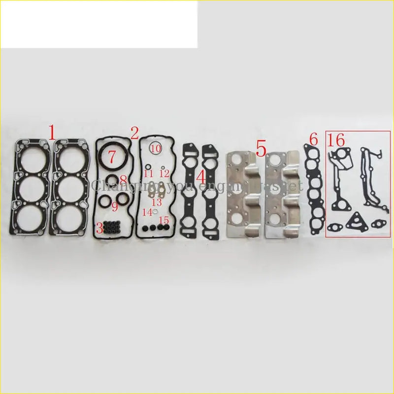 Set of black rubber and metallic engine gaskets with various shapes and numbers for chrysler voyager ii le daytona 3.0