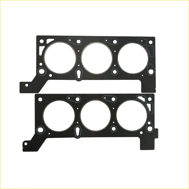Black engine head gasket with three circular openings and mounting cutouts for chrysler voyager 3.3 engine fitment