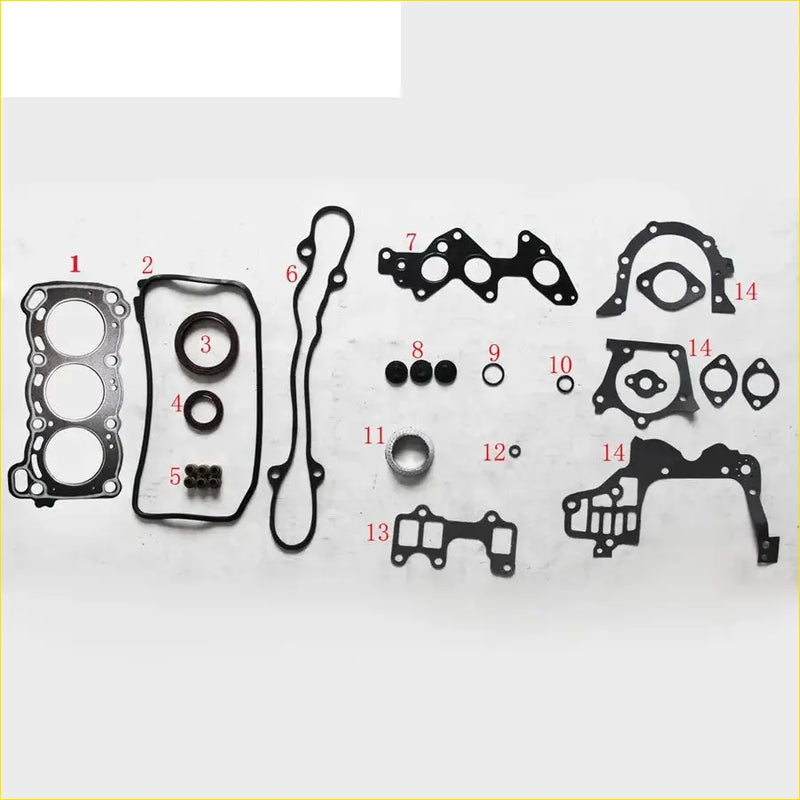 Black rubber gasket set with metallic engine head gaskets and seals for Daihatsu Mira 650 850 L200 S L500 V by Gasket Pro