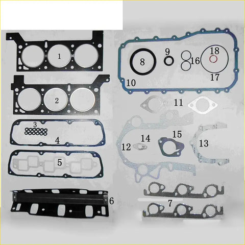Black and blue engine head gasket set with numbered parts for chrysler grand voyager 33 v6 automotive repair