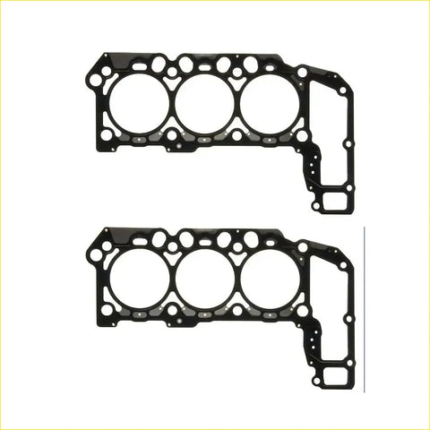 Black rubber metal cylinder head gaskets with three circular openings and bolt holes for dodge ram 1500 and jeep cherokee