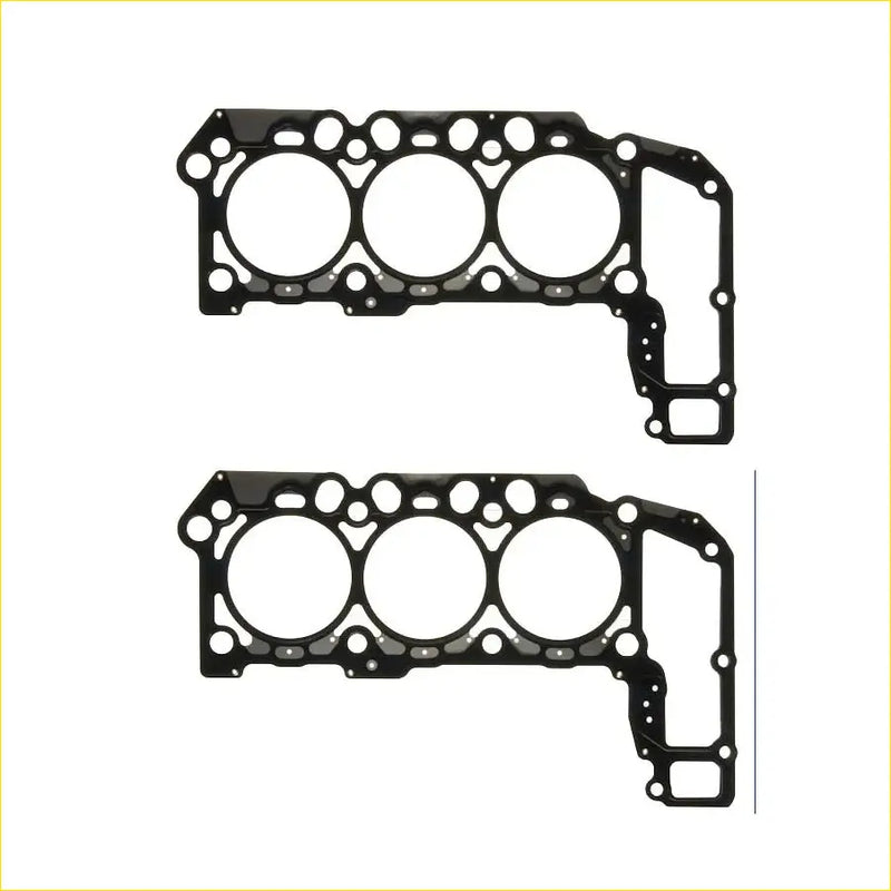 Black rubber metal cylinder head gaskets with three circular openings and bolt holes for dodge ram 1500 and jeep cherokee