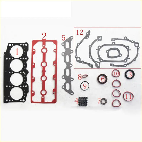 Black and red engine gasket set with metallic parts for fiat siena 12 13 palio bravo i 182 12 188a5 000 by gasket pro