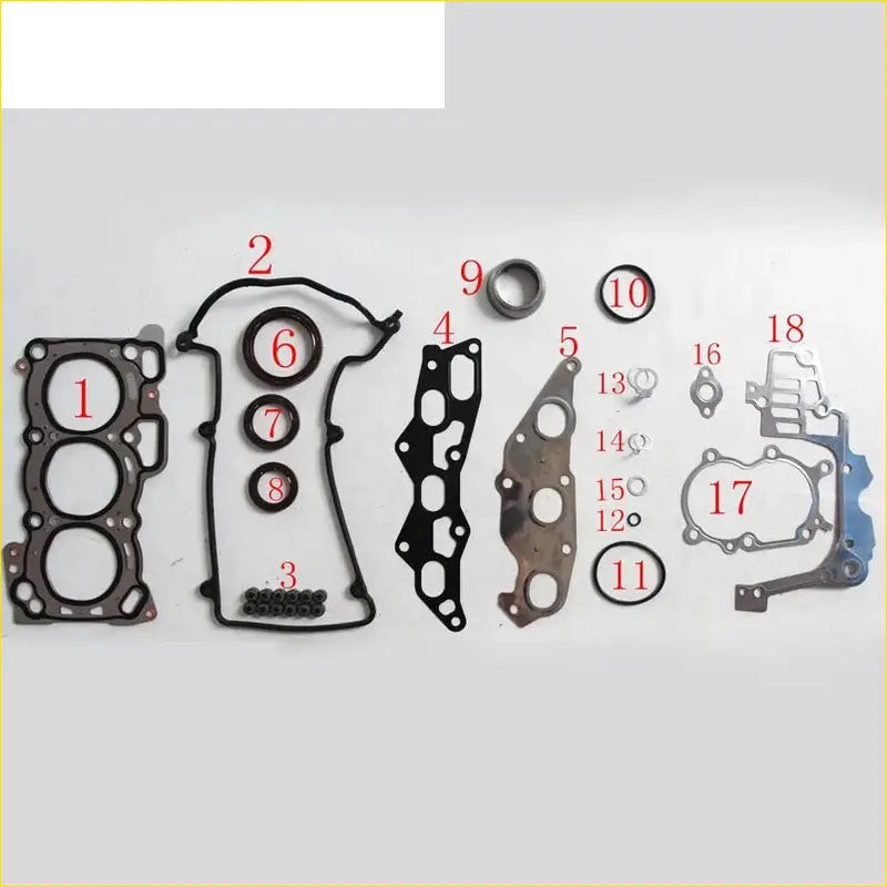 Black rubber gasket set with metal components and seals for daihatsu sirion 08l ej metal full set