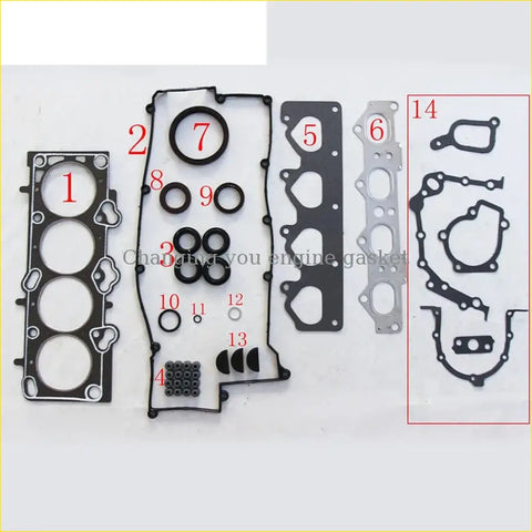 Black rubber engine gasket set with metal seals for hyundai elantra 16v 18l g4gb full set by gasket pro