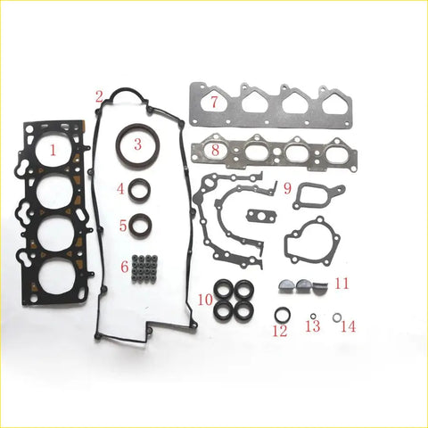 Black rubber gasket set with metallic parts and various seals for hyundai elantra 16v g4ga metal full set
