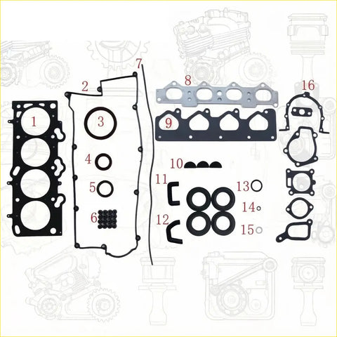 Black rubber gasket set made of metal for engine rebuild kits in hyundai elantra dohc g4gc by gasket pro
