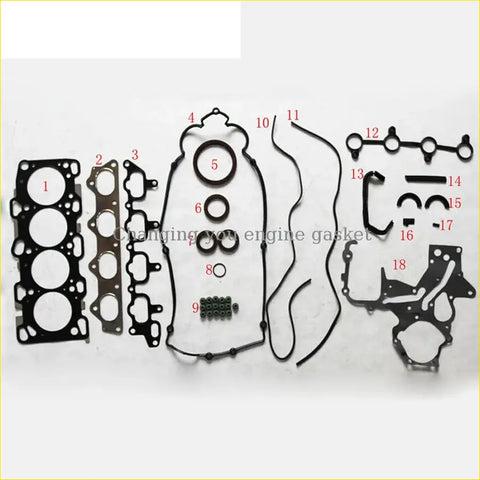 Black rubber engine gasket set with numbered parts for Hyundai Trajet Sonata iv Santa Fe 2.0 16v G4JP G4BP metal parts