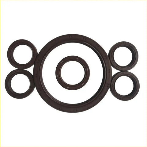 Set of dark brown rubber crankshaft oil seals in various sizes for kia opiru and hyundai terracan 3.5 24v g6cu