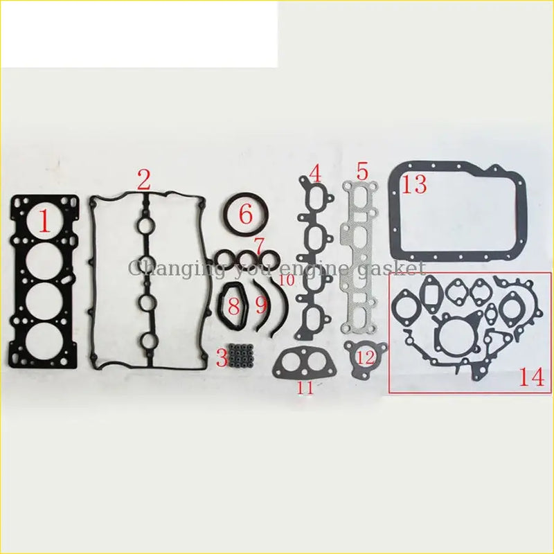 Black rubber engine gasket set in various shapes for mazda 323 ford escort tracer 1.8l automotive repair