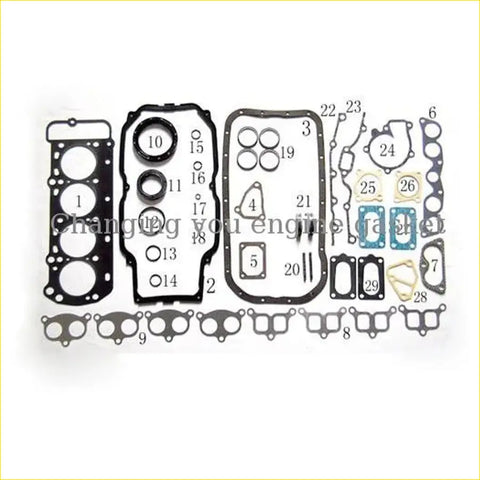 Black rubber engine gasket set with blue and beige seals for mazda 626 capella na overhaul complete 8170-99-100