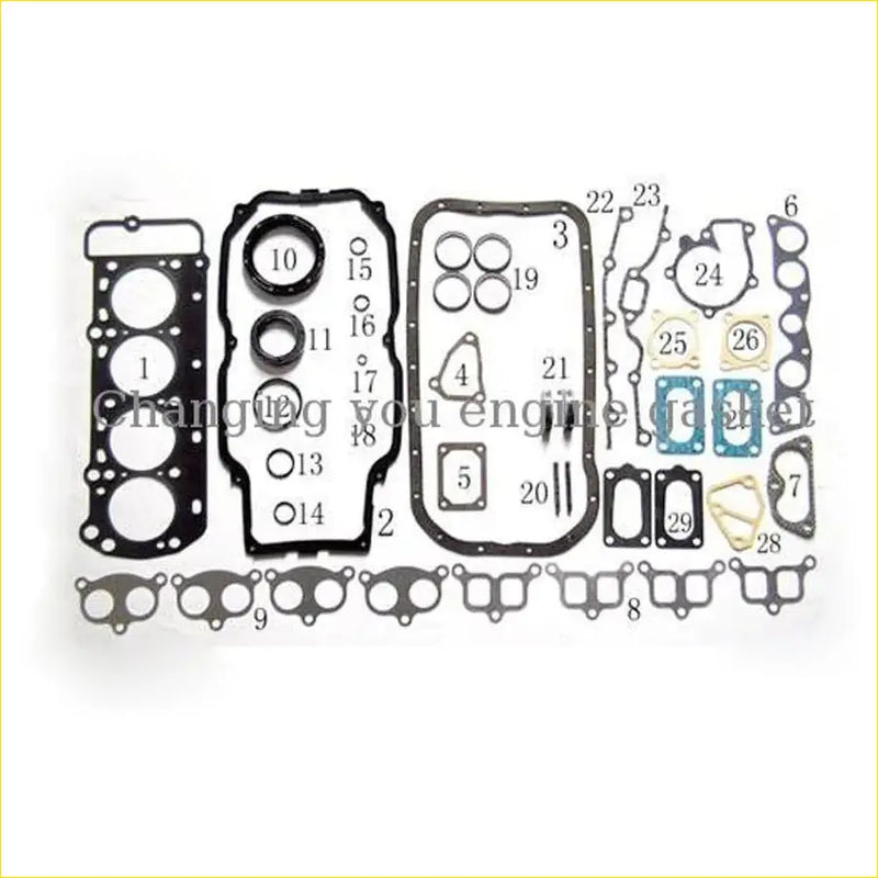 Black rubber engine gasket set with blue and beige seals for mazda 626 capella na overhaul complete 8170-99-100