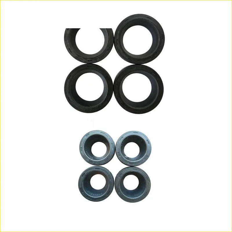 Set of four black rubber spark plug gaskets and four gray metal bushings for mitsubishi l 200 2.5l 4wd
