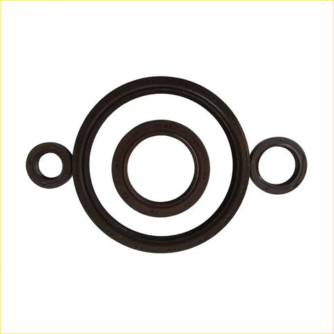 Set of three black rubber crankshaft oil seal gaskets with side loops for mitsubishi l 200 2.5l 4wd kb4t 4d56t