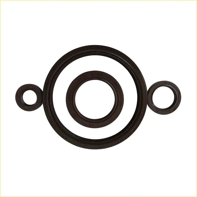 Set of three black rubber crankshaft oil seal gaskets with side loops for mitsubishi l 200 2.5l 4wd kb4t 4d56t