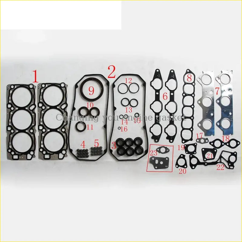 Black rubber engine gaskets with metallic silver valve cover and black seals for mitsubishi pajero sport 6g74 metal gasket