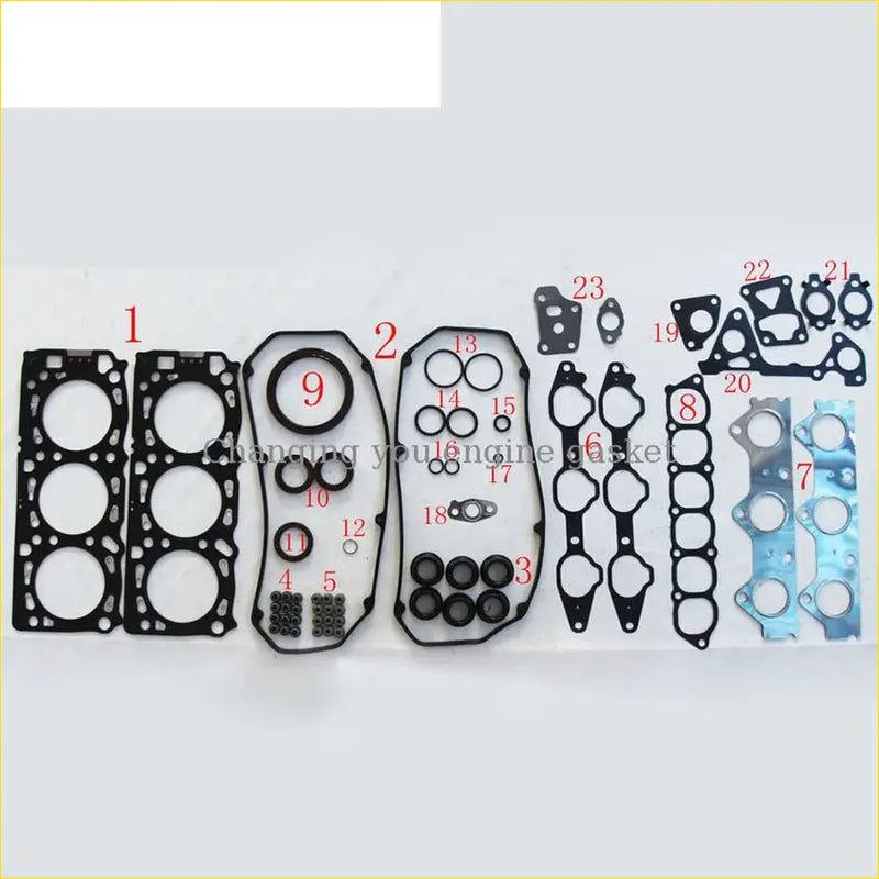 Black rubber engine gasket set with various shapes for mitsubishi shogun montero pajero ii 6g72 full set md973444