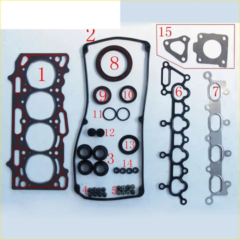 Black rubber gasket set with red silicone trim and silver valve cover gaskets for mitsubishi space star 1.3 16v 4g13 full set