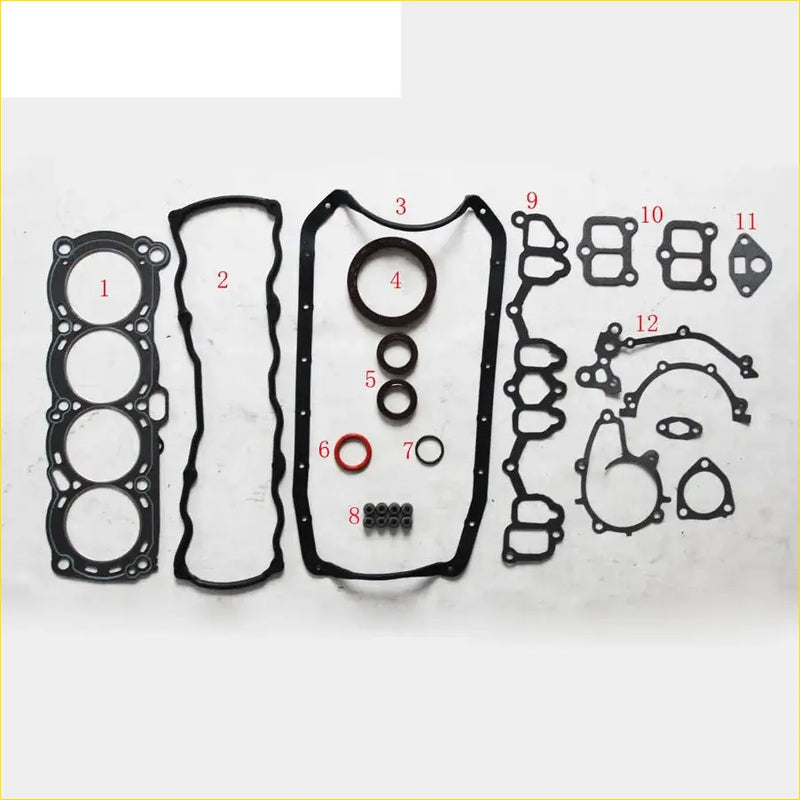Black rubber gasket set with red and black o-rings for nissan bluebird laurel 2.0l ca20s full set by gasket pro