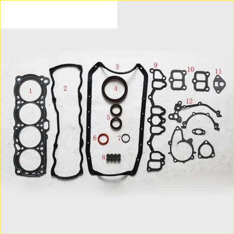 Black rubber gasket set with various shapes and sizes for nissan bluebird stanza laurel 2.0l ca20s engines