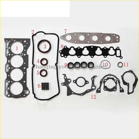 Black rubber engine gasket set with metallic parts and circular seals for Suzuki Baleno Wagon R Swift 1.3L G16B G13BB engines