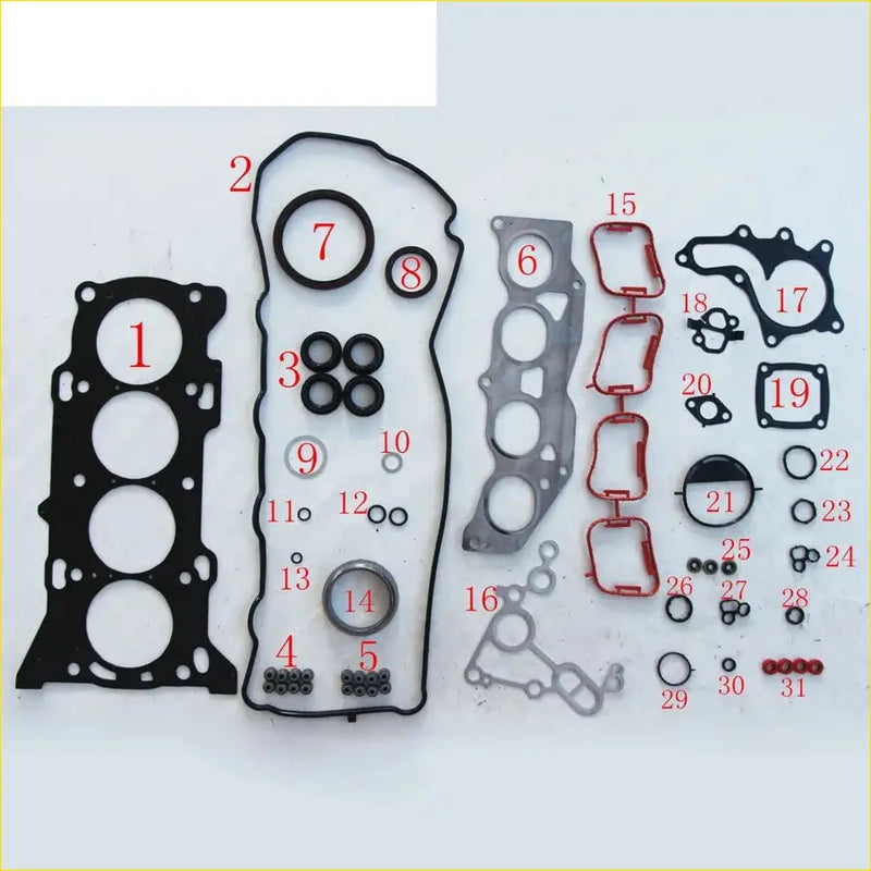 Black rubber gasket set for engine head full set compatible with toyota camry sienna lexus rx 270 1arfe 2arfe engines