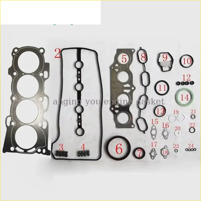 Black rubber gasket set with metal seals for engine head use in toyota camry rav4 avensis verso 16v 2.4l
