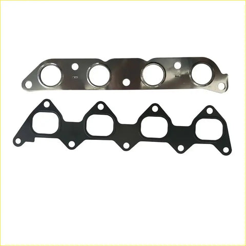 Silver metallic and black rubber intake manifold gaskets with circular openings for toyota carina 16v ae102 7a-fe