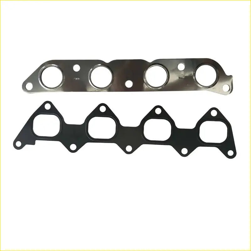 Silver metallic and black rubber intake manifold gaskets with circular openings for toyota carina 16v ae102 7a-fe