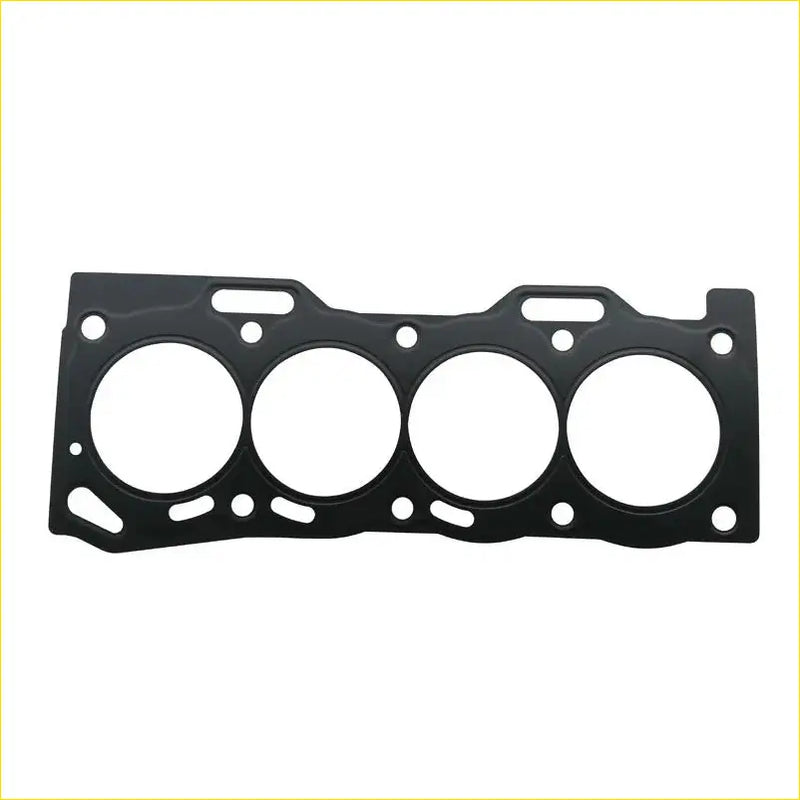 Black metal cylinder head gasket with four circular openings and mounting holes for toyota corolla 5efe 16v engine