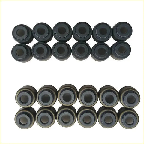 Black rubber gaskets with textured edges arranged in two rows for gasket pro valve stem oil seal 24pcs toyota crown chaser cresta 1gge gx81