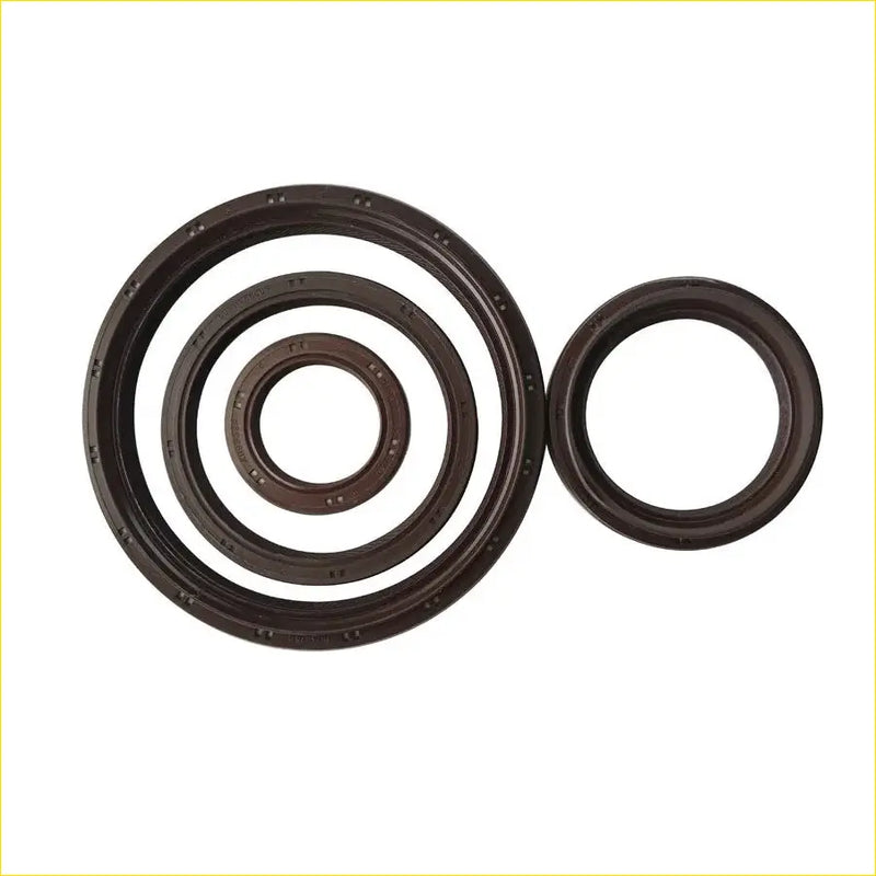 Set of dark brown rubber crankshaft oil seals in varying sizes for toyota hilux 4 runner land cruiser 1kz te engines
