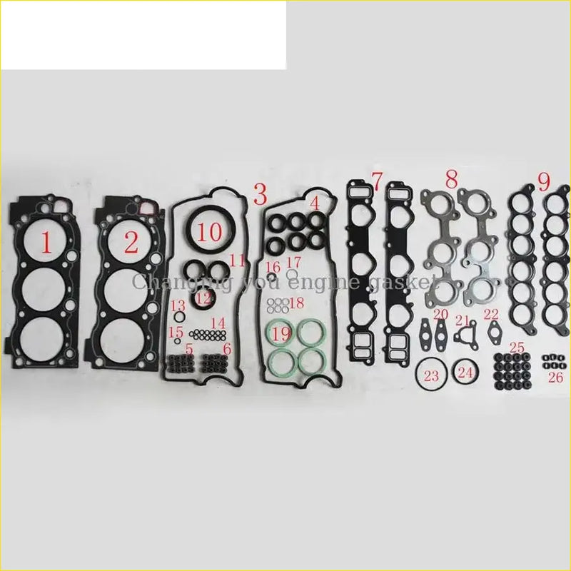 Black rubber gasket pro set with metallic and green seals for toyota runner hilux tundra land cruiser v6 34 24v 5v zfe