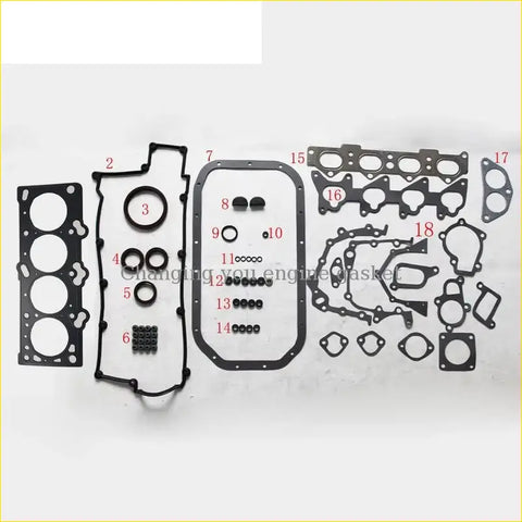 Black rubber engine gasket set with metal fasteners for hyundai tiburon lantra coupe 18 20 g4gf g4dm g4gm metal full set