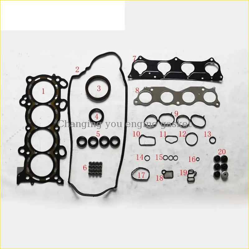 Black rubber engine gasket set with metal components and seals for gasket pro honda cr-v ii rd rd7 accord vii k24a1 metal