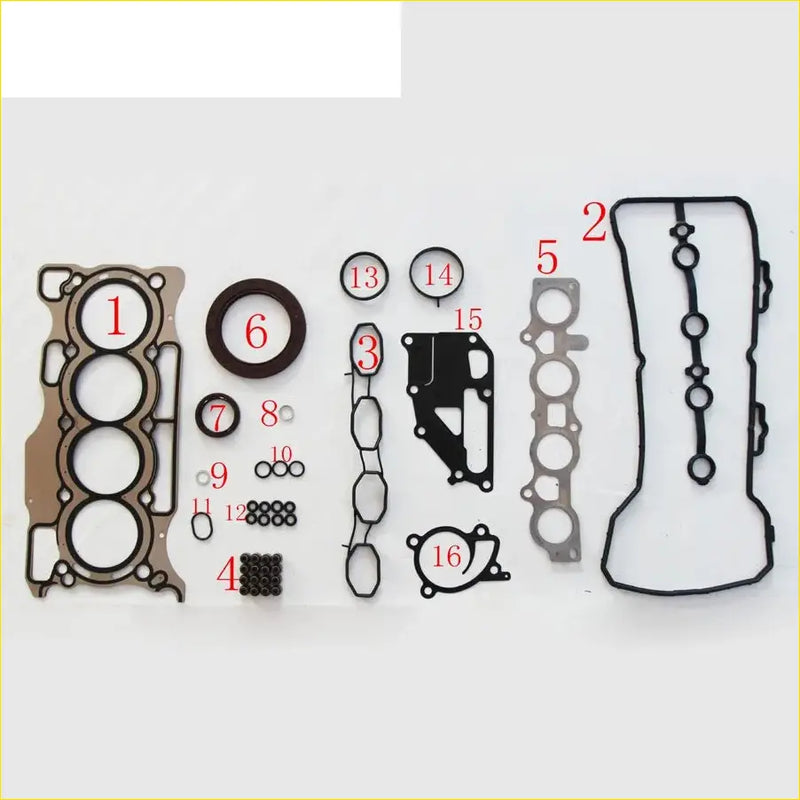 Black rubber gasket set with metal seal for engine head and valve cover for nissan micra note tiida sylphy 1.6l