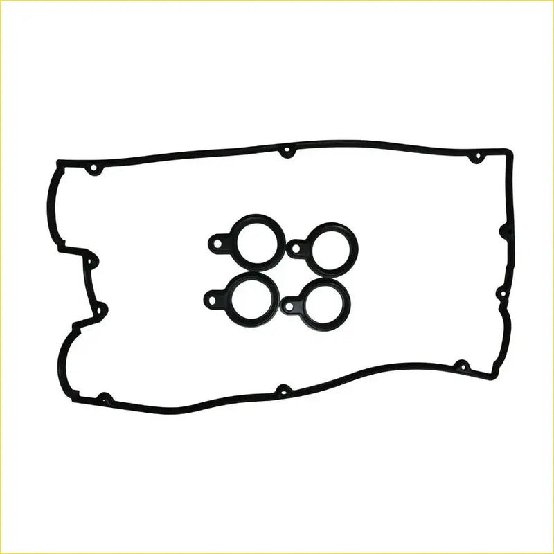 Black rubber engine valve cover gasket set with four matching o-rings for hyundai sonata ii and mitsubishi eclipse i