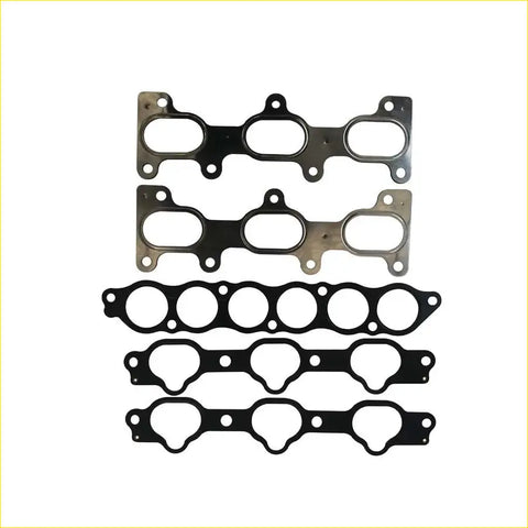 Set of black and metallic engine head gaskets with circular cutouts for hyundai sonata iv 27 v6 g6ba intake exhaust manifold