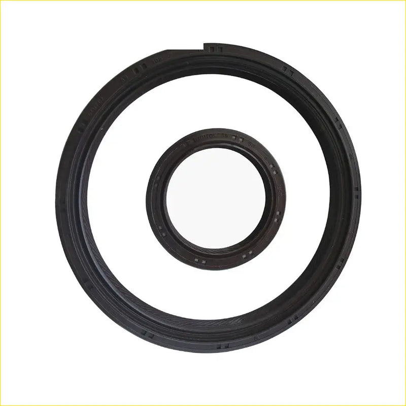 Black rubber crankshaft oil seals with molded ridges and embossed markings for hyundai sonata v nf 2.4 g4kc g4ka