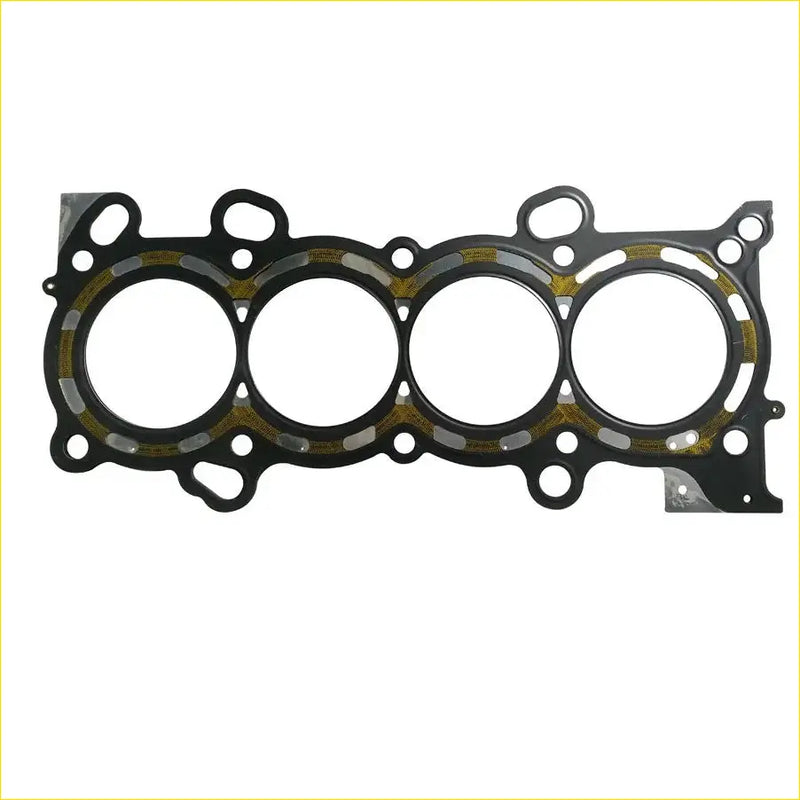 Black metal engine head gasket with four circular openings and gold sealing for honda odyssey accord engines