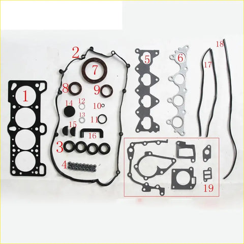 Black rubber gasket set with various seals and rings for kia rio ii hyundai matrix 1.6 engine assembly
