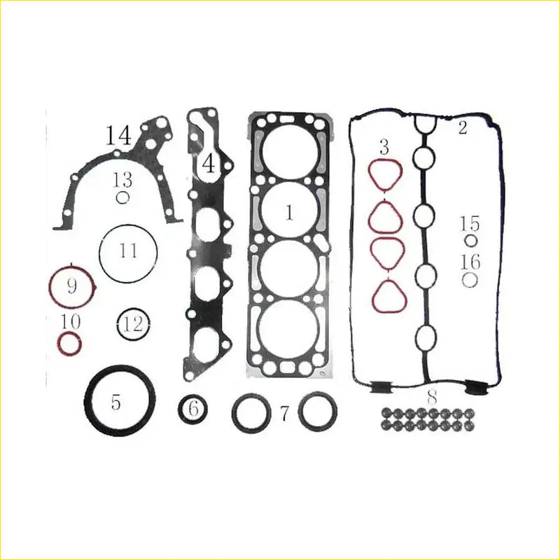 Black and red rubber gasket set with numbered parts for gasket pro l95 chevrolet aveo 1.4l engine head assembly