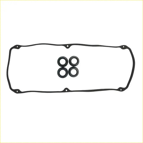 Black rubber engine valve cover gasket with four matching o-rings for mitsubishi l300 space wagon or galant 4g64 4g63