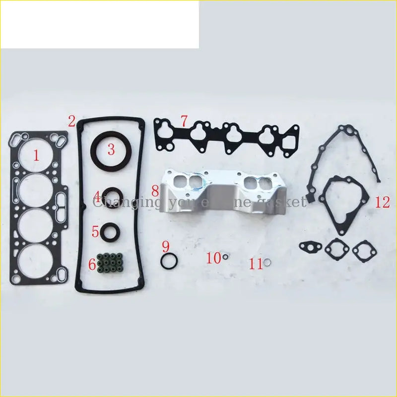 Silver gasket pro engine gasket set with black rubber seals and metal parts for mitsubishi lancer colt proton satria