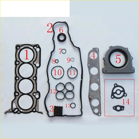 Black rubber gasket set with metal backing plates and seals for mitsubishi lancer saloon engine head pro model
