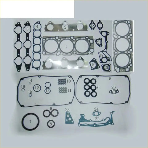 Set of black silver and metallic gray engine head gaskets and seals for mitsubishi montero iii pajero 6g72 repair