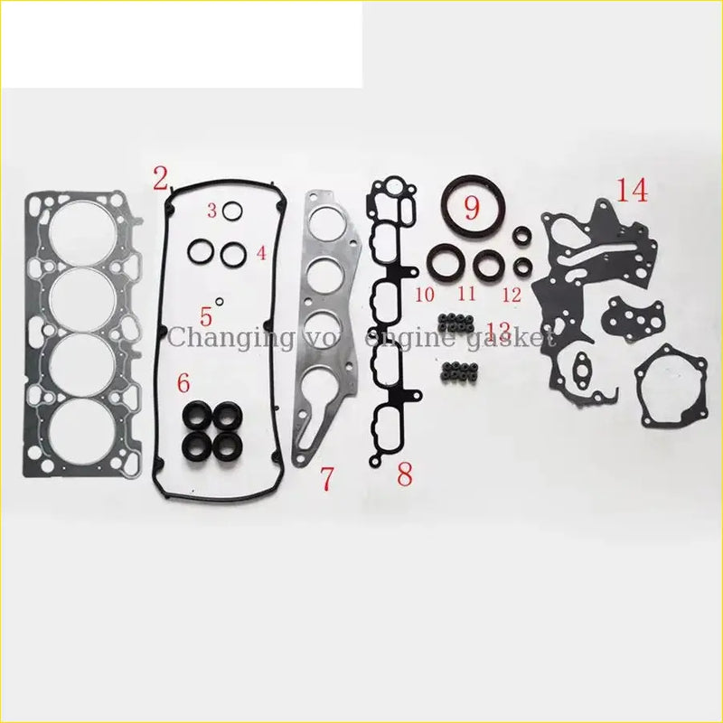 Black rubber gasket set with various shaped seals and metal parts for mitsubishi outlander grandis 2.4l 4wd engine head