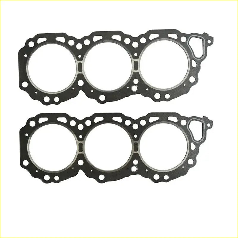 Black engine head gasket with three circular openings and bolt hole pattern for nissan pathfinder frontier maxima 3.3 v6 vg33e